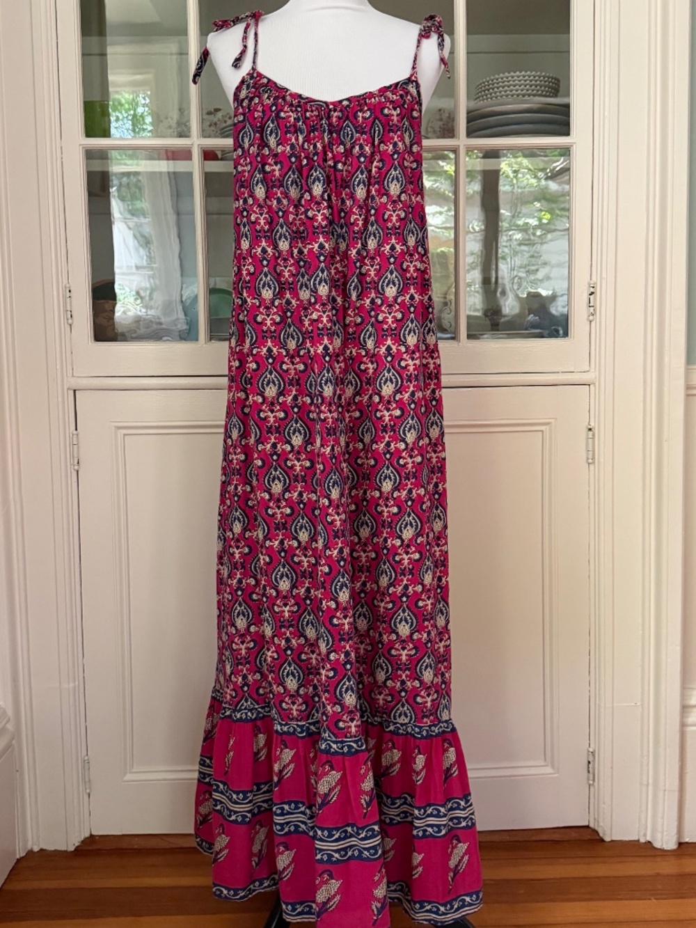Emerson Fry India Collection XS/S Olivia Maxi Dress Pink, Tie Straps